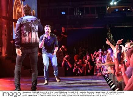 June 12, 2016 - Nashville, Tennessee, United States - 12 June 2016 - Nashville, Tennessee - Brett Eldredge. 2016 CMA Music Festival Nightly Concert held at Nissan Stadium. Photo Credit: Laura Farr AdMedia Nashville United States - ZUMAa123