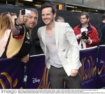 Aladdin - Opening Night London, UK. Andrew Scott at the Opening Night of Disney s Aladdin at the Prince Edward Theatre, Old Compton Street, London on June 15th 2016. LMK73-60319-160616 