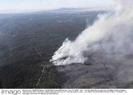 June 16, 2016 - U.S. - The Dog Head Fire as seen from the Black Hawk helicopter that flew New Mexico Governor Susana Martinez over the fire, Thursday June 16, 2016. U.S. - ZUMAab1_
