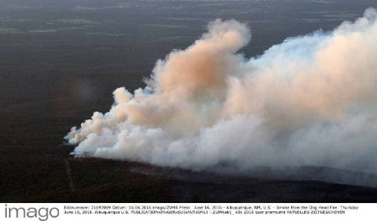 June 16, 2016 - Albuquerque, NM, U.S. - Smoke from the Dog Head Fire. Thursday June 16, 2016. Albuquerque U.S. - ZUMAab1_