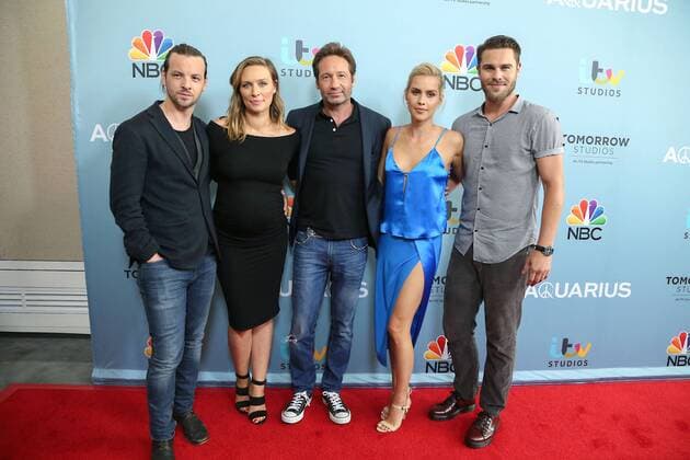 Gethin Anthony, Michaela McManus, David Duchovny, Claire Holt und Grey Damon, die Hauptdarsteller bei der Aquarius (NBC) Serienpremiere (Staffel 2) am 16.06.2016 in Beverly Hills, Los Angeles NBC s Aquarius TV Series Season 2 Premiere in Beverly Hills, Los Angeles, 2016 