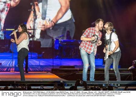 June 17, 2016 - Chicago, Illinois, U.S - HILLARY SCOTT, CHARLES KELLEY and DAVE HAYWOOD (L-R) of Lady Antebellum perform live at FirstMerit Bank Pavilsion during the Windy City LakeShake Music Festival in Chicago, Illinois Chicago U.S. - ZUMAs135