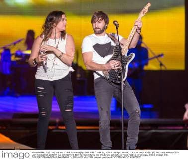 June 17, 2016 - Chicago, Illinois, U.S - HILLARY SCOTT (L) and DAVE HAYWOOD of Lady Antebellum perform live at FirstMerit Bank Pavilsion during the Windy City LakeShake Music Festival in Chicago, Illinois Chicago U.S. - ZUMAs135