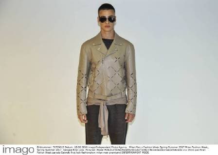 Milan Men s Fashion Week Spring Summer 2017 Milan Fashion Week, Spring Summer 2017. Versace First Look. Pictured: Model  RiccardoxGiordanoxFotosicki