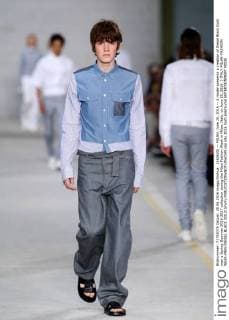 (160620) -- MILAN, June 20, 2016 -- A model presents a creation of Diesel Black Gold men s Spring-Summer 2016-2017 collection during the Milan Fashion Week in Milan, Italy, on June 20, 2016. ) ITALY-MILAN-FASHION WEEK-MEN-DIESEL BLACK GOLD JinxYu 