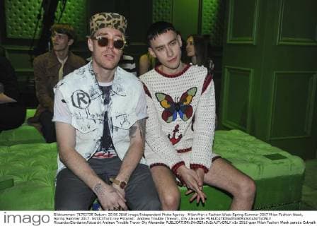 Milan Men s Fashion Week Spring Summer 2017 Milan Fashion Week, Spring Summer 2017. GUCCI front row Pictured: Andrew Trouble (Trevor), Olly Alexander  RiccardoxGiordanoxFotosicki