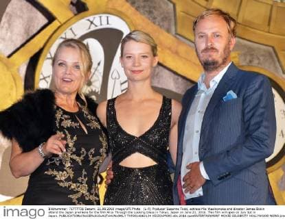 (L-R) Producer Suzanne Todd, actress Mia Wasikowska and director James Bobin attend the Japan premiere for the film Alice Through the Looking Glass in Tokyo, Japan on June 21, 2016. This film will open on July 1st in Japan.  TKP2016062124 KEIZOxMORI