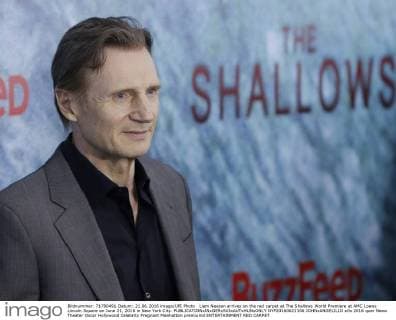 Liam Neeson arrives on the red carpet at The Shallows World Premiere at AMC Loews Lincoln Square on June 21, 2016 in New York City.  NYP20160621106 JOHNxANGELILLO