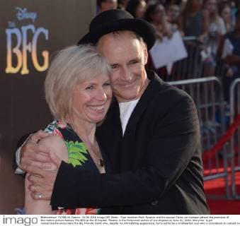 Cast member Mark Rylance and his spouse Claire van Kampen attend the premiere of the motion picture fantasy The BFG at the El Capitan Theatre in the Hollywood section of Los Angeles on June 21, 2016. Storyline: A girl named Sophie encounters the Big Friendly Giant who, despite his intimidating appearance, turns out to be a kindhearted soul who is considered an outcast by the other giants because, unlike them, he refuses to eat children.  LAP2016062128 JIMxRUYMEN