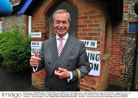 EU-Referendum - Stimmabgabe Nigel Farage June 23, 2016 - Biggin Hill, Kent, UK - EU REFERENDUM POLLING DAY. .NIGEL FARAGE .Nigel Farage UKIP Leader VOTING this morning .(23.6.2016) at Cudham Primary School,Biggin Hill,Kent.....(Byline: Biggin Hill UK  - ZUMAl94_