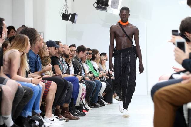 A model takes to the catwalk during the presentation of Christian Dada s show as part of the Spring-Summer 2017 Fashion Week in Paris on June 24, 2016.  PAR20160624112 MAYAxVIDON-WHITE