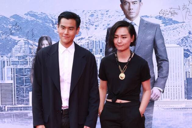 BEIJING, CHINA - JUNE 26: (CHINA OUT) Actor Eddie Peng (L) and singer Zhou Bichang attend the red carpet for Cold War 2 on June 26, 2016 in Beijing, China.  CFP487287117
