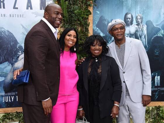 June 27, 2016 - Hollywood, California, U.S. - Magic Johnson, Cookie Kelly, LaTanya Richardson & Samuel L. Jackson arrives for the premiere of the film The Legend of Tarzan at the Dolby Theatre. Hollywood U.S. - ZUMAo05_