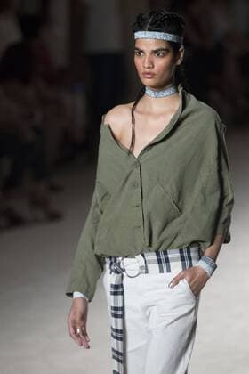 June 27, 2016 - Barcelona, Spain - A model presents a creation by TCN at the 080 Barcelona Fashion Week 2016 on June 27, 2016 in Barcelona, Spain. Barcelona Spain  - ZUMAn230