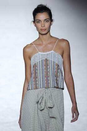 June 28, 2016 - Barcelona, Spain - Joana Sanz, wearing clothes from Sita Murt during the second day of 080 Barcelona Fashion Week on June 28, 2016 in Barcelona, Spain. Barcelona Spain  - ZUMAn230