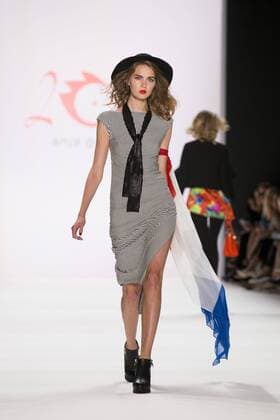 June 29, 2016 - Berlin, Germany - A model carries a French flag as she walks the runway at the Anja Gockel show during the Mercedes-Benz Fashion Week Berlin Spring Summer 2017 at Erika Hess Eisstadion in Berlin, Germany on June 29, 2016. Berlin Germany  - ZUMAn230