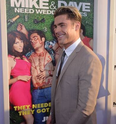 Cast member Zac Efron attends the premiere of the motion picture comedy Mike and Dave Need Wedding Dates at the ArcLight Cinema Dome in the Hollywood section of Los Angeles on June 29, 2016. Storyline: Hard-partying brothers place an online ad to find the perfect dates for their sister s Hawaiian wedding. Hoping for a wild getaway, the boys instead find themselves outsmarted and out-partied by the uncontrollable duo.  LAP2016062913 JIMxRUYMEN