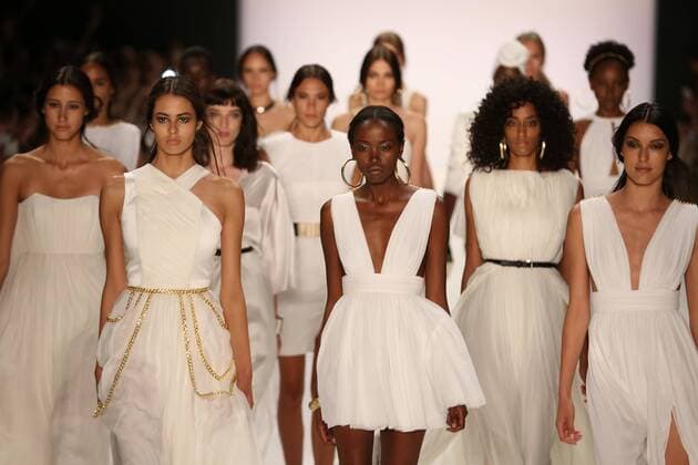 Germany: Dimitri collection at the Mercedes-Benz Fashion Week Models wear the collection of Dimitri during the catwalk in the Erika Hess Ice Stadium in Berlin-Wedding. Numerous labels are taking part in the German fashion week for the 2017 spring summer season.  SimonexKuhlmey
