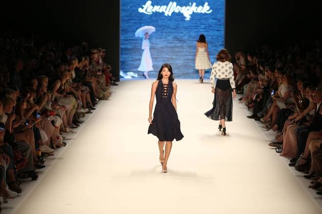 Berlin: Lena Hoschek at the Mercedes-Benz Fashion Week The photo shows Models with the collection of Lena Hoschek on the catwalk in the Erika Hess Ice Stadium in Berlin-Weding. The 19th time, the Mercedes-Benz Fashion Week Berlin. Numerous labels are taking part in the German fashion week for the 2017 spring summer season.  SimonexKuhlmey