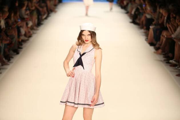 Berlin: Lena Hoschek at the Mercedes-Benz Fashion Week The photo shows Models with the collection of Lena Hoschek on the catwalk in the Erika Hess Ice Stadium in Berlin-Weding. The 19th time, the Mercedes-Benz Fashion Week Berlin. Numerous labels are taking part in the German fashion week for the 2017 spring summer season.  SimonexKuhlmey