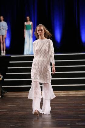 Berlin: Marcel Ostertag at the Mercedes-Benz Fashion Week The 19th time, the Mercedes-Benz Fashion Week Berlin. Numerous labels are taking part in the German fashion week for the 2017 spring summer season. The photo shows Models with the collection of Marcel Ostertag on the catwalk in the Admiralspalast in Berlin-Mitte.  SimonexKuhlmey