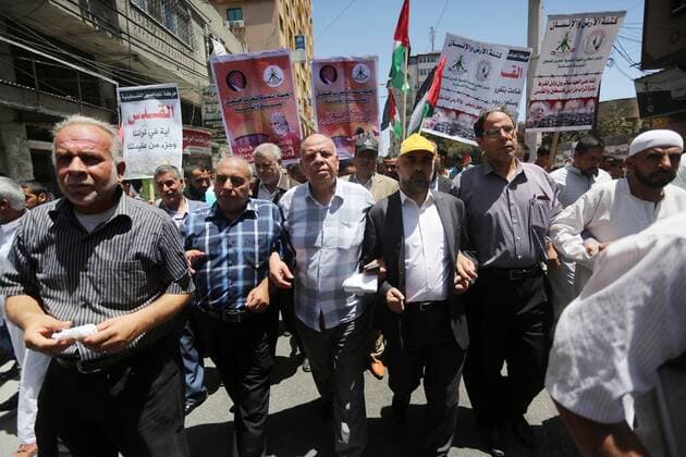 Gaza City, Gaza Strip, Palestinian Territory - Palestinians take part in a rally marking al-Quds (Jerusalem) Day following Friday prayer in Gaza city on July 1, 2016 Gaza City Palestinian Territory - ZUMAap3_