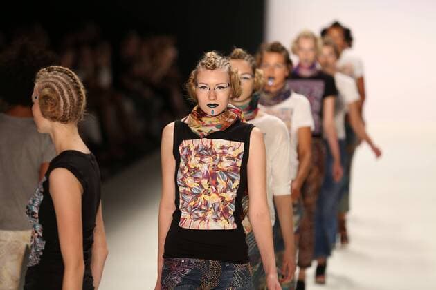 Germany: Jeans for Refugees by Johny Dar The Mercedes-Benz Fashion Week Berlin. Numerous labels are taking part in the German fashion week for the 2017 spring summer season. The photo shows Models with the collection of Jeans for Refugees by Dohny Dar on the catwalk in the Erika Hess Ice Stadium in Berlin-Weding. This year, the designer launched a global artistic collaboration called Jeans for Refugees , dedicated to the world s fugitives and involved over one hundred celebrities. The jeans-Unikate be exhibited in London in October 2016 the Saatchi Gallery and auctioned. The entire proceeds go to the International Rescue Committee, an organization that Escaped and war victims.  SimonexKuhlmey