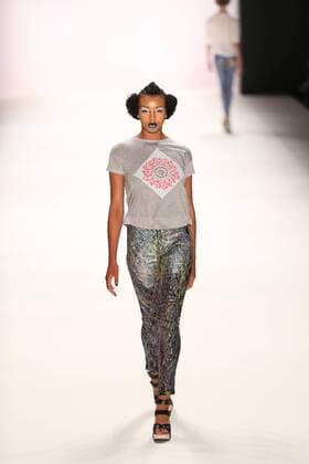 Germany: Jeans for Refugees by Johny Dar The Mercedes-Benz Fashion Week Berlin. Numerous labels are taking part in the German fashion week for the 2017 spring summer season. The photo shows Models with the collection of Jeans for Refugees by Dohny Dar on the catwalk in the Erika Hess Ice Stadium in Berlin-Weding. This year, the designer launched a global artistic collaboration called Jeans for Refugees , dedicated to the world s fugitives and involved over one hundred celebrities. The jeans-Unikate be exhibited in London in October 2016 the Saatchi Gallery and auctioned. The entire proceeds go to the International Rescue Committee, an organization that Escaped and war victims.  SimonexKuhlmey