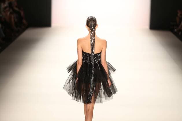 Germany: Irene Luft at the Mercedes-Benz Fashion Week Model wears the collection of Irene Luft during the catwalk in the Erika Hess Ice Stadium in Berlin-Wedding. Numerous labels are taking part in the German fashion week for the 2017 spring summer season.  SimonexKuhlmey