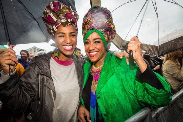 People attending the concert while it s raining, on day one of the Couleur Cafe music festival at the Tour & Taxis site in Brussels, Friday 01 July 2016. The 27th edition of the festival is taking place from 1 to 3 Jult.  AURORExBELOT 04884196