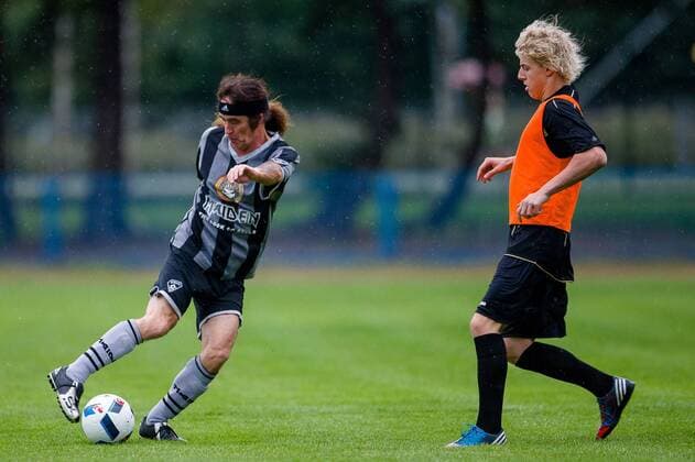 Wroclaw, Poland 02.07.2016 Steve Harris of Iron Maiden plays a friendly football match with the team of Wroclaw journalists  160702_1SB6688