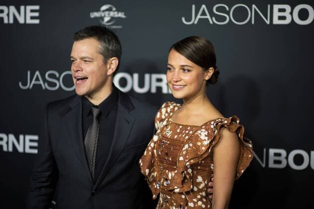 Jason Bourne Premiere in Sydney Australia: Matt Damon and Alicia Vikander at Jason Bourne Premiere Matt Damon and Alicia Vikander pose for photographers at Jason Bourne Premiere at Hoyts Entertainment Quarterin Sydney, Australia. Jason Bourne is the latest sequel in the Bourne franchise and directed by Paul Greengrass. FOR EDITORIAL USE ONLY.Pacific Press Agency  HughxPeterswald