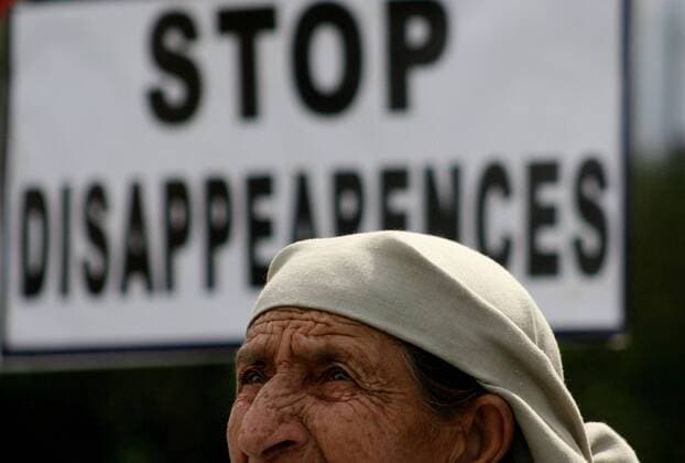 Mar 09, 2010 - Srinagar, Kashmir, India - Relative of missing Kashmiri muslim youths during a demonstration by the Association of Parents of Disappeared Persons (APDP) in Srinagar, the summer capital of Indian Kashmir. On the tenth of every month, members of APDP assemble in a park in Srinagar to highlight the issue of missing persons in Kashmir and remember their loved ones. The APDP says that more than 8,000 people have gone missing, most of them after their arrest by Indian security forces in the troubled Kashmir region since a rebellion broke out at the end of 1989. But authorities deny the allegations and say their investigations have revealed that most of the missing people have crossed the heavily militarised Line of Control which separates India and Pakistan into Pakistani Kashmir for arms training.  - ZUMAz35_