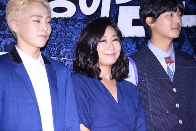 Seung-ho Yu,Jae-hyeon Jo,Jae-hyeon Jo,Mi-ran Ra and EXO member XIUMIN attend the vip premiere of Seondal: The Man who Sells the River in Seoul, Korea on 04th July, 2016.(China and Korea Rights Out)  2016070501630