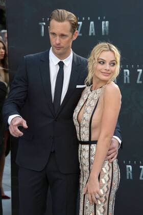 Swedish actor Alexander Skarsgard and Australian actress and model Margot Robbie attends The Legend of Tarzan European Premiere at the Odeon Leicester Square in London. JULY 5th 2016  JWNx162150