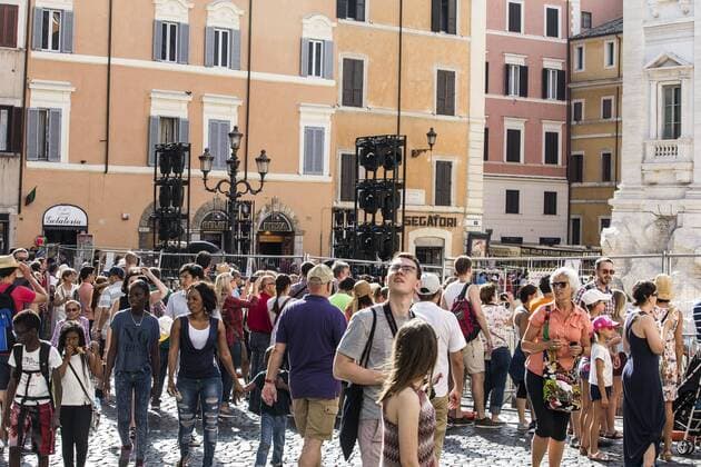 Rome, Trevi Fountain installation fashion show of Fendi  Roma