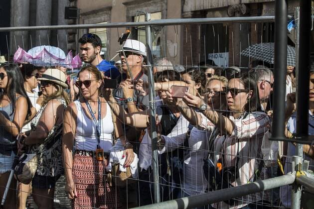 Rome, Trevi Fountain installation fashion show of Fendi  Roma