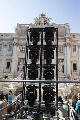 Rome, Trevi Fountain installation fashion show of Fendi  Roma