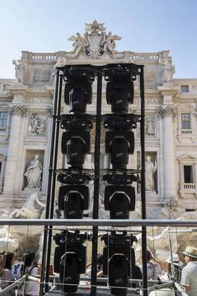 Rome, Trevi Fountain installation fashion show of Fendi  Roma