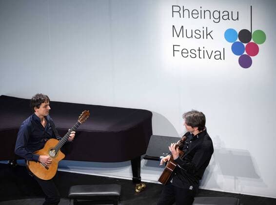 GEISENHEIM, July 6, 2016 -- Hungarian guitar duo The Katona Twins , comprising Peter and Zoltan Katona, perform during the Rheingau Music Festival in Schloss Johannisberg in Geisenheim, Germany, on July 6, 2016. The 29th Rheingau Music Festival is held here from June 18 to August 27. ) GERMANY-GEISENHEIM-RHEINGAU MUSIC FESTIVAL LuoxHuanhuan 