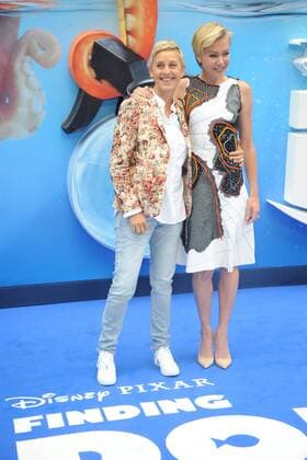 American TV personality Ellen Degeneres and actress wife Portia de Rossi attending the UK Gala Screening of Finding Dory , at London s Odeon Leicester Square. July 10th 2016  TSTx162217