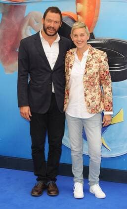 Dominic West and Ellen Degeneres attend the UK Gala Screening of Finding Dory at Odeon Leicester Squarein London. July 10th 2016  PTYx162212
