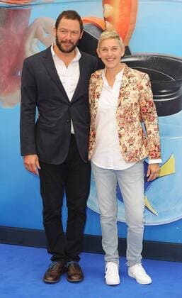 Dominic West and Ellen Degeneres attend the UK Gala Screening of Finding Dory at Odeon Leicester Squarein London. July 10th 2016  PTYx162212