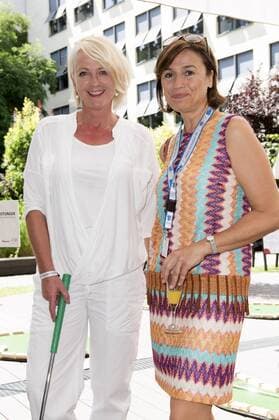 Ulla Kock am Brink und Sandra Maischberger beim 2. i31 Berlin Minigolf-Cup 2016 im Boutique Hotel i31. Berlin, 10.07.2016 Foto:xFredericx xFuturexImage