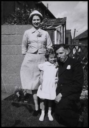 Theresa May 1961 At A Marjorie s house in Bristol with her father Hubert and mother Zaidee.  xAndrewxParsonsx xi-Imagesx IIM-13142-0016