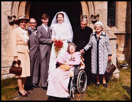 Theresa May Wedding picture taken September 1980, with her parents-in-law, John and Joy May (left), her father Hubert, mother Zaidee and maternal grandmother, Violent Barnes (hat). Pictures By i-images  xAndrewxParsonsx xi-Imagesx IIM-13142-0017