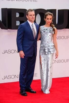 . 11 07 2016. London, United Kingdom. Matt Damon and Alicia Vikander attend the European Premiere of Jason Bourne.  xChrisxJosephx xi-Imagesx IIM-13140-0038