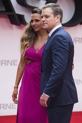 London, UK. 11 July 2016. Actor Matt Damon with wife Luciana Bozan Barroso. Red carpet arrivals for the European Premiere of the Universal movie Jason Bourne (2016) in London s Leicester Square. European Premiere of Jason Bourne, London, UK 