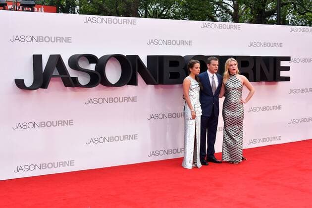 . 11 07 2016. London, United Kingdom. Jason Bourne UK film premiere. Alicia Vikander, Matt Damon, Julia Stiles attend premiere for fifth instalment in the Bourne franchise, at Odeon Leicester Square, London.  xNilsxJorgensenx xi-Imagesx IIM-13145-0021