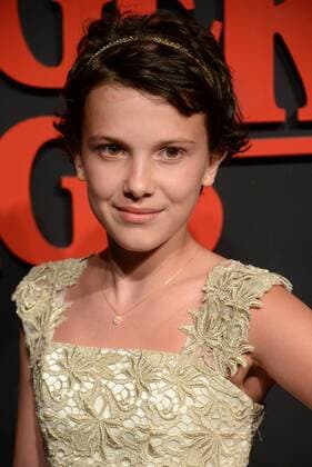 Cast member Millie Brown attends Netflix s supernatural mystery thriller Stranger Things at Mack Sennett Studios in Los Angeles on July 11, 2016. Storyline: A strange town where everyone knows everyone Is subject to a peculiar incident. The town then undergoes a state of panic, before the government becomes involved.  LAP2016071116 JIMxRUYMEN